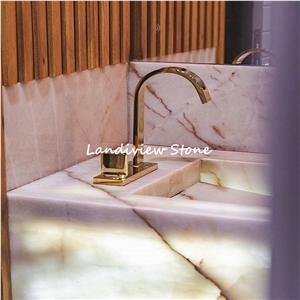 Snow Pure White Onyx Kitchen Worktop Bench Bar Top