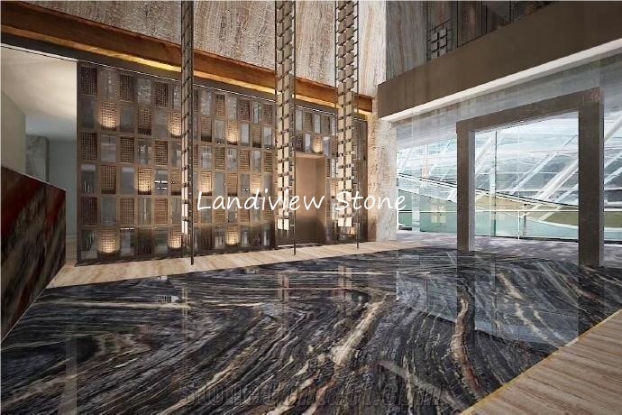 Wooden Black Marble Silver Wave Marble Project