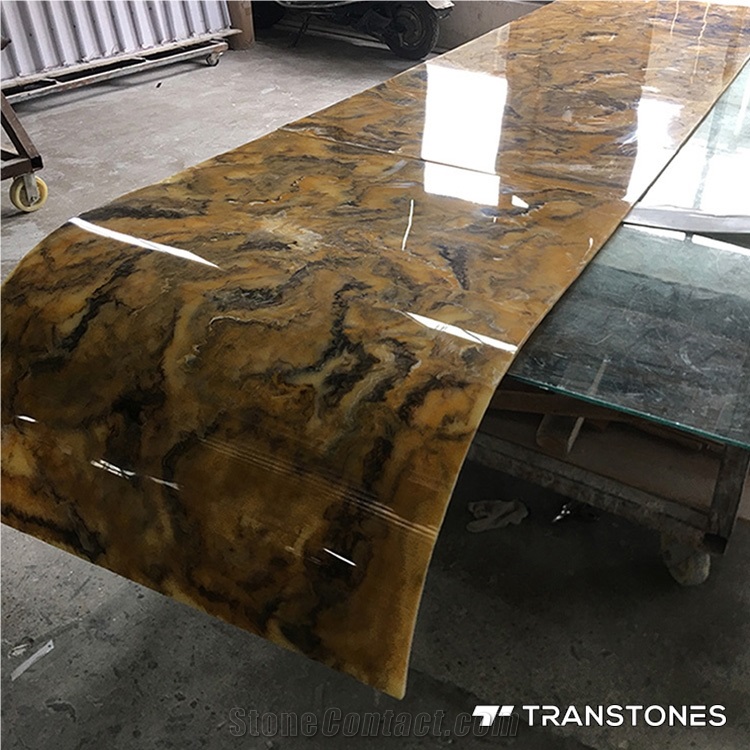 Customized Polished Curved Faux Onyx Wall Panel