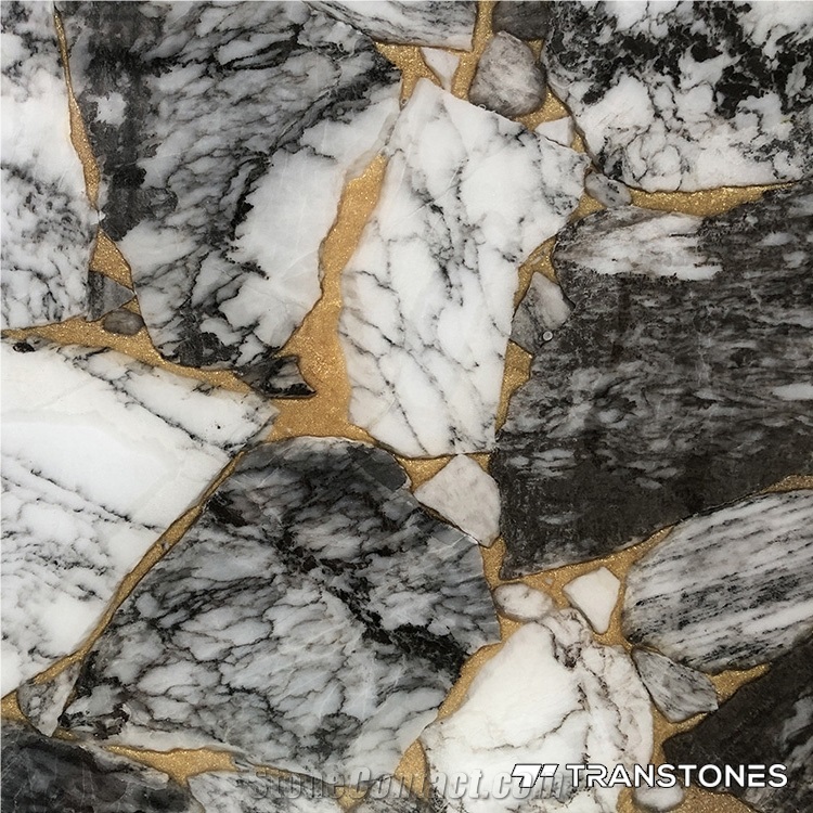 Gold Veins Black Real Onyx Slices Alabaster Sheet