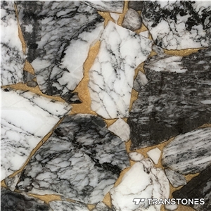 Gold Veins Black Real Onyx Slices Alabaster Sheet