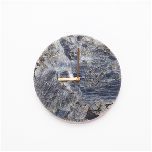 Natural Blue Jade Granite Round Wall Desk Clock