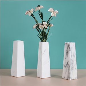 Natural White Marble Flower Vase Light Luxury