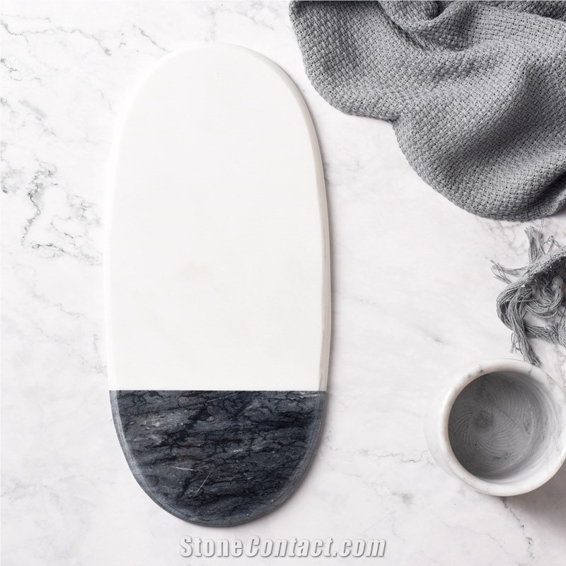 White and Black Marble Joint Steak Fruit Tea Dish
