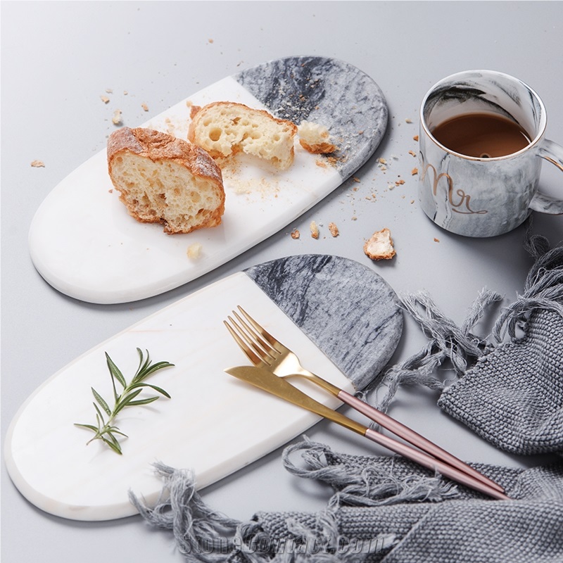 White and Black Marble Joint Steak Fruit Tea Dish