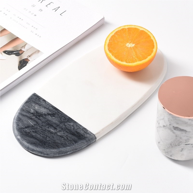 White and Black Marble Joint Steak Fruit Tea Dish
