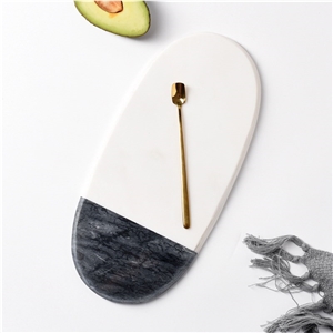 White and Black Marble Joint Steak Fruit Tea Dish
