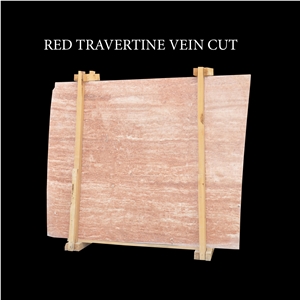 Red Travertine Vein Cut Slabs and Tiles