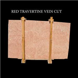 Red Travertine Vein Cut Slabs and Tiles