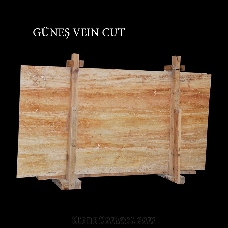 Yellow Travertine Gunes Vein Cut Travertine Slabs
