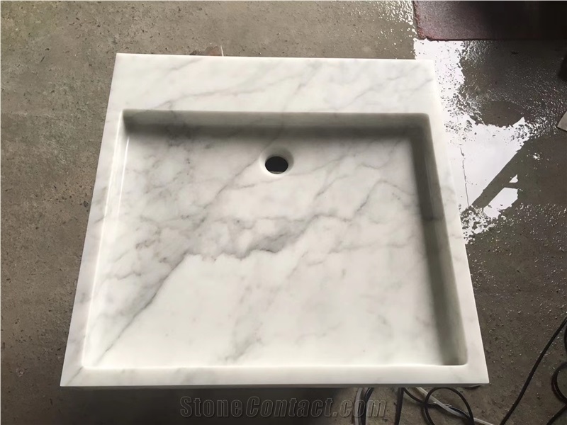 Bianco Statuario White Marble Stone Square Basin