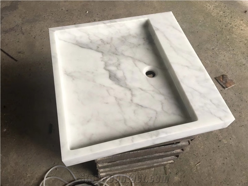 Bianco Statuario White Marble Stone Square Basin