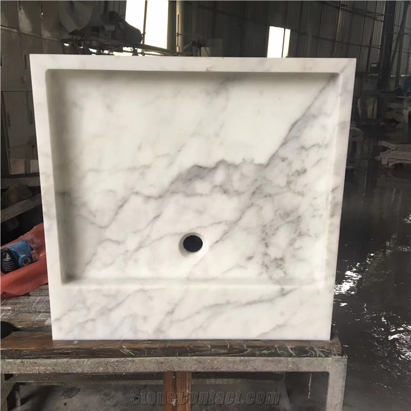 Bianco Statuario White Marble Stone Square Basin