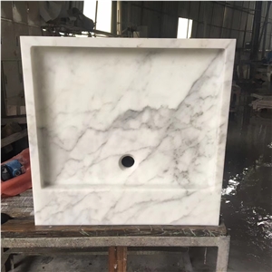 Bianco Statuario White Marble Stone Square Basin
