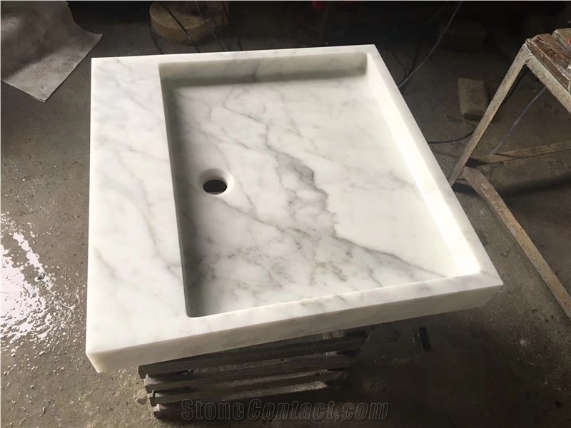 Bianco Statuario White Marble Stone Square Basin