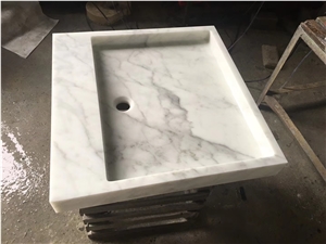 Bianco Statuario White Marble Stone Square Basin