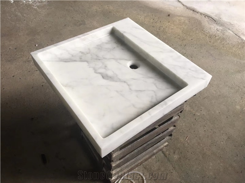 Bianco Statuario White Marble Stone Square Basin