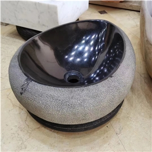 China Black Basalt Drop Shape Wash Basin Sink