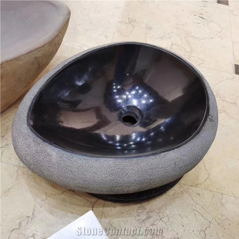 China Black Basalt Drop Shape Wash Basin Sink
