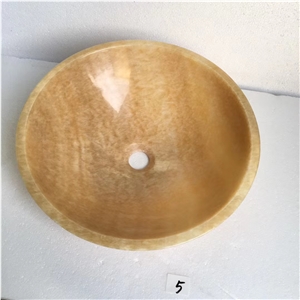 China Yellow Honey Onyx Round Stone Basin Sink