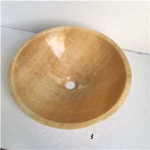 China Yellow Honey Onyx Round Stone Basin Sink