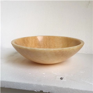 China Yellow Honey Onyx Round Stone Basin Sink