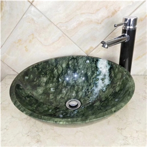 Dandong Green Marble Round Water Basin Sink Bowls