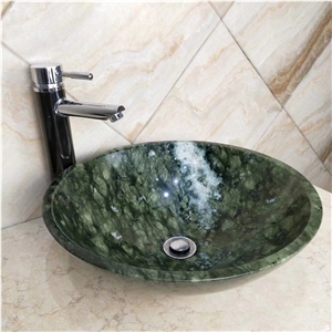 Dandong Green Marble Round Water Basin Sink Bowls