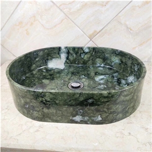 Dandong Green Marble Round Water Basin Sink Bowls
