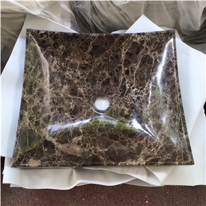 Dark Emperador Square Bathroom Basin Sinks