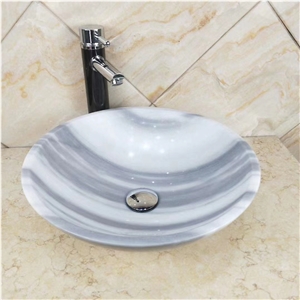 Eqvator White Marble Round Bahroom Basin Wash Sink