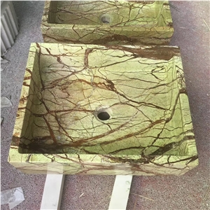 Forest Green Marble Wash Basin Sink for Bathroom
