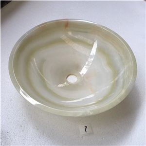 Light Green Onyx Round Wash Basin Sink