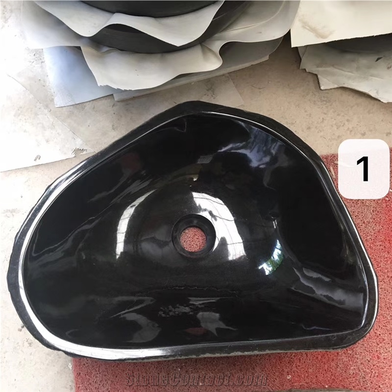 Raw Gemstone Black Basalt Irregular Basin Sink