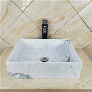 Statuario Venato Marble Stone Square Basin Sink Statuario Venato Marble Stone Square Basin Sink