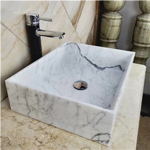 Statuario Venato Marble Stone Square Basin Sink