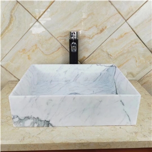 Statuario Venato Marble Stone Square Basin Sink