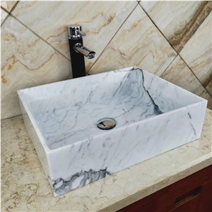 Statuario Venato Marble Stone Square Basin Sink