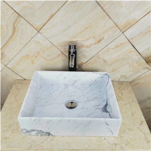 Statuario Venato Marble Stone Square Basin Sink