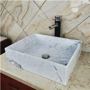 Statuario Venato Marble Stone Square Basin Sink