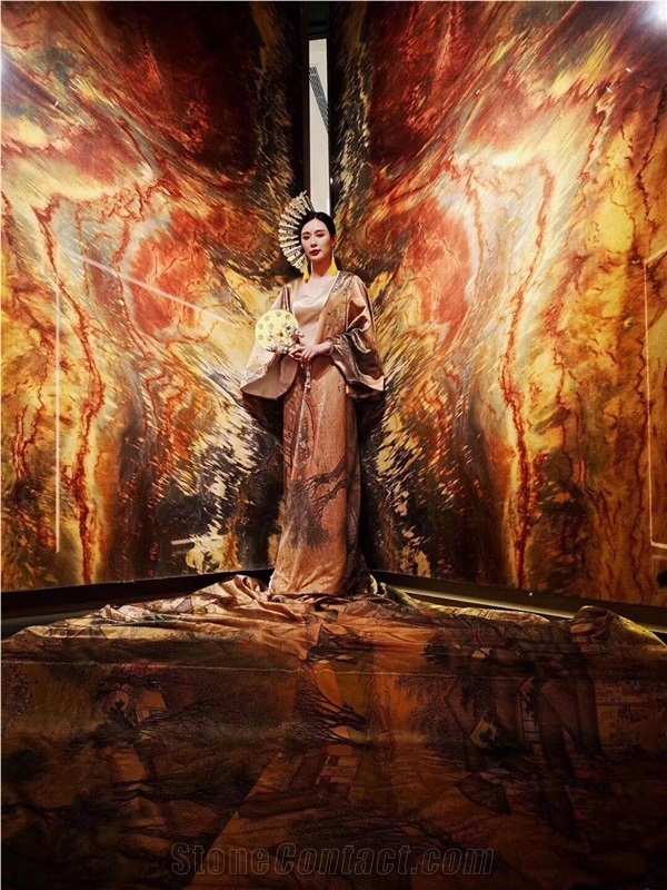 Expensive Fire Phoenix Nature Marble Wall Design