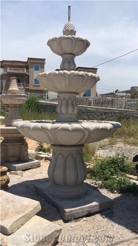 Luxury Villa Granite Fountain Landscape Design