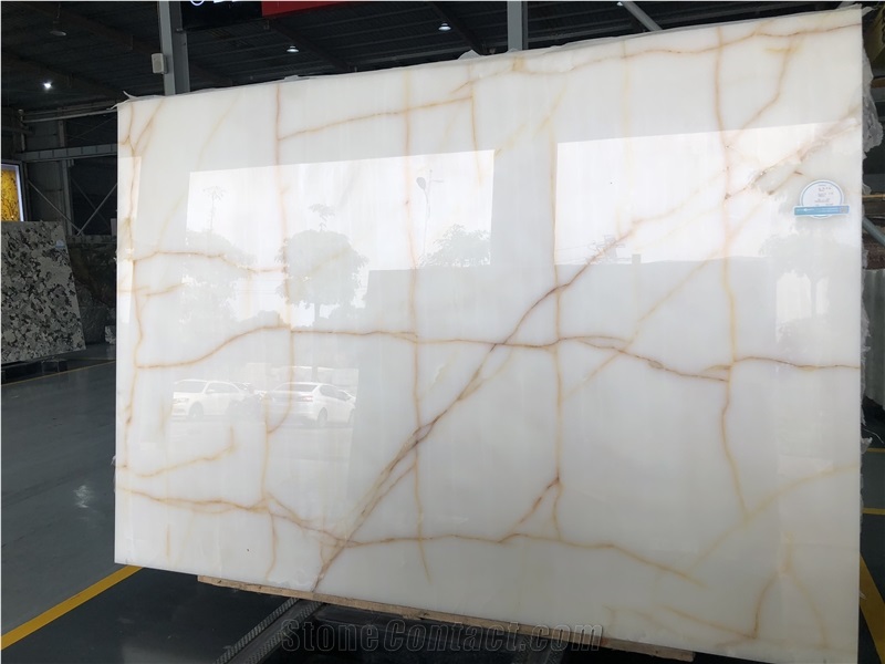 Snow White Onyx Slabs Flooring Wall