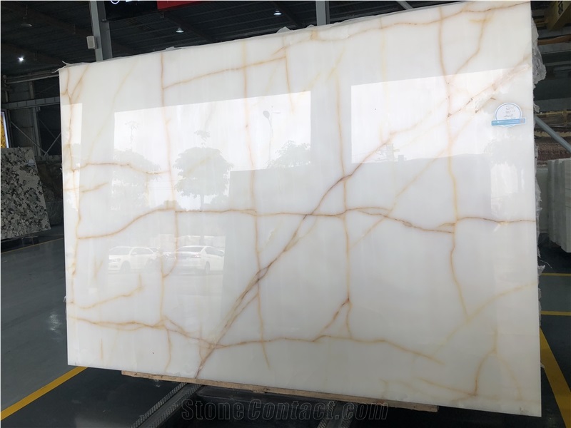 Snow White Onyx Slabs Flooring Wall