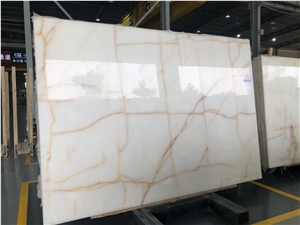 Snow White Onyx Slabs Flooring Wall