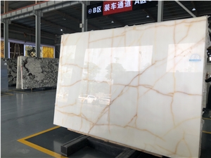 Snow White Onyx Slabs Flooring Wall