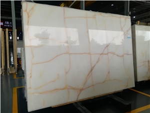Snow White Onyx Slabs Flooring Wall