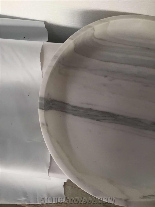 Carrara White/Honed Marble Fruit Bowl for Home
