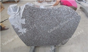 G664 Carved Single Granite Tombstone with Plant