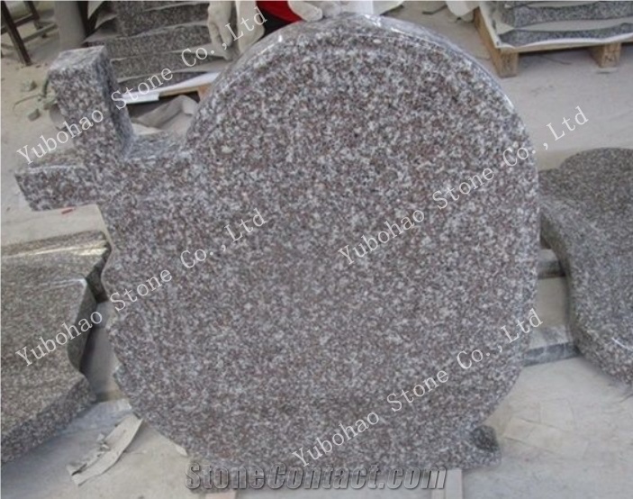 G664 Carved Single Granite Tombstone with Plant